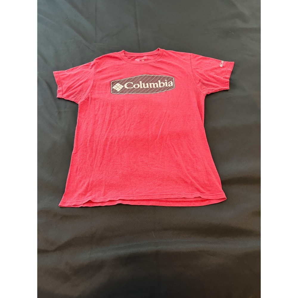 Columbia Mens Graphic T-Shirt Red Short Sleeve Logo Crew Neck Size M 5501